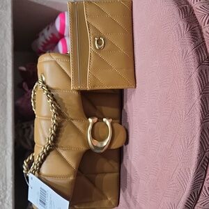 Coach Quilted Tabby 20 Bag in Honey Brown/Gold Hardware with matching card case